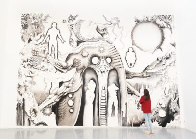 Benjamin Philippe - The matrix, 2025, charcoal drawing, concentrated charcoal, soft pastels,  5 × 7 m.